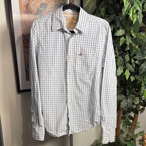 Hollister Blue and White Checkered Shirt